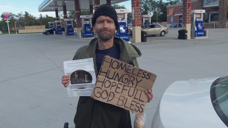 Homeless Man serviced on North Avenue in DuPage County 11-19