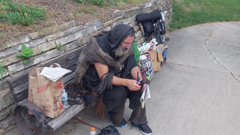 Homeless man in La Grange IL 